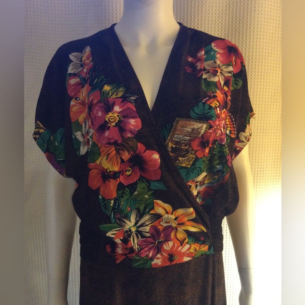 🐯HP!🐯VINTAGE Tiger Tropical Floral Top & Skirt Matching Coord Set 🌺 - Picture 7 of 16